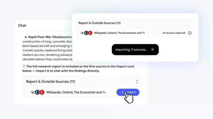 NotebookLM có thể hướng dẫn người dùng xây dựng kho nguồn tài liệu ngay trong cuộc trò chuyện. 