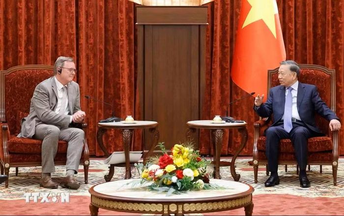 Tổng Bí thư, Chủ tịch nước Tô Lâm tiếp Phó Chủ tịch Quốc hội Đức Bodo Ramelow. Ảnh: TTXVN