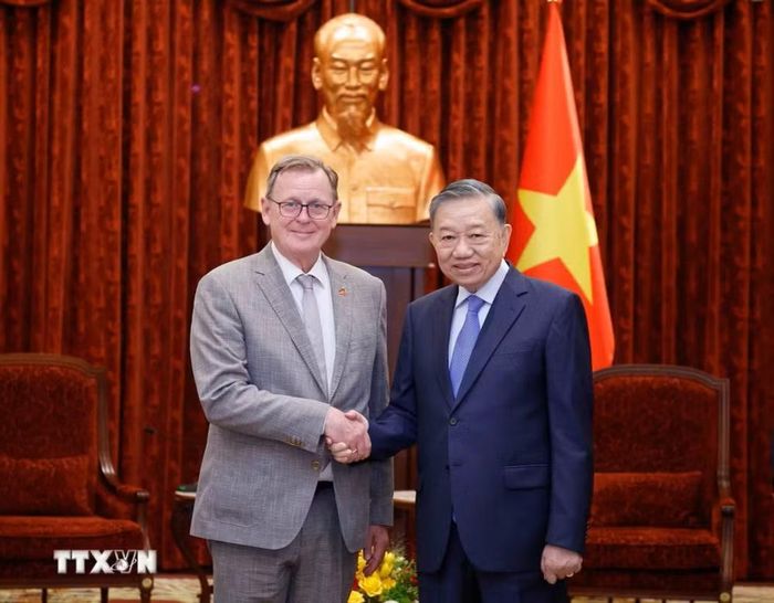 Tổng Bí thư, Chủ tịch nước Tô Lâm tiếp Phó Chủ tịch Quốc hội Đức Bodo Ramelow. Ảnh: TTXVN