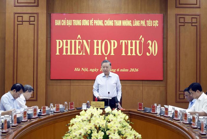 Tổng Bí thư, Chủ tịch nước Tô Lâm chủ trì phiên họp Thứ 30 của Ban Chỉ đạo Trung ương về Phòng chống tham nhũng, lãng phí, tiêu cực. Ảnh: TTXVN