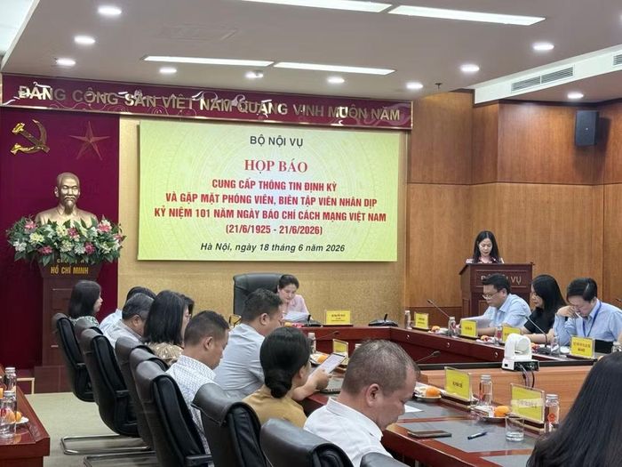 Bộ Nội vụ tổ chức họp báo cung cấp thông tin định kỳ. (Ảnh: PV/Vietnam+)