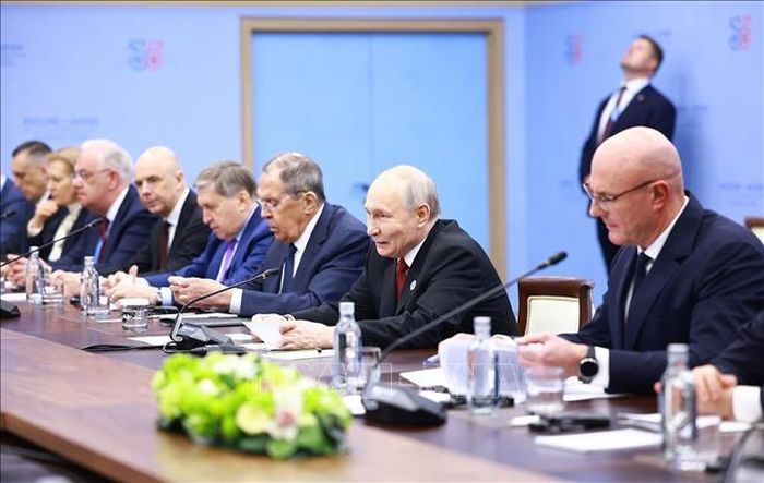 Tổng thống Nga Vladimir Putin phát biểu. Ảnh: Dương Giang/TTXVN