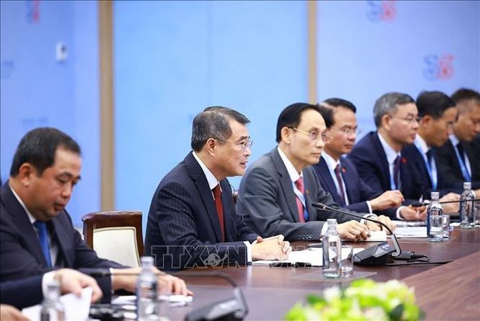 Thủ tướng Lê Minh Hưng phát biểu. Ảnh: Dương Giang/TTXVN