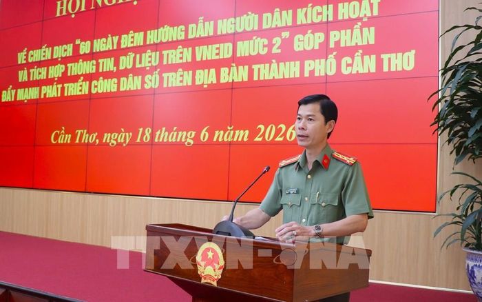 Đại tá Nguyễn Thanh Bình, Phó Giám đốc Công an thành phố, phát biểu. Ảnh: Nguyễn Hằng – TTXVN