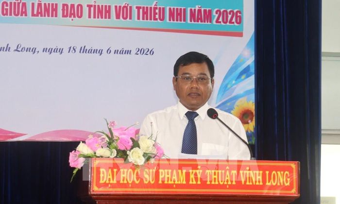 Phó Chủ tịch Hội đồng nhân dân tỉnh Vĩnh Long Kim Rương phát biểu tại chương trình. Ảnh: Lê Thúy Hằng – TTXVN