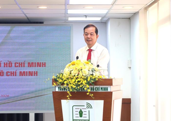 Ông Nguyễn Văn Y, Giám đốc Học viện Cán bộ TPHCM phát biểu.