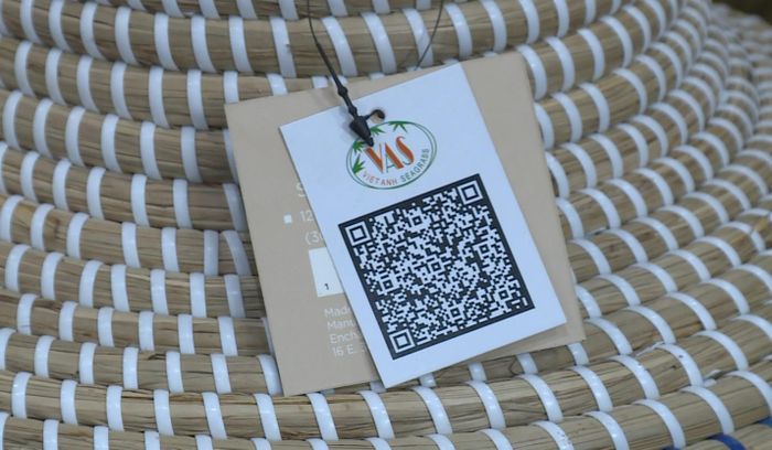Mã QR cho sản phẩm xuất Mỹ của Công ty Cổ phần Sản xuất, Chế biến cói xuất khẩu Việt Anh.