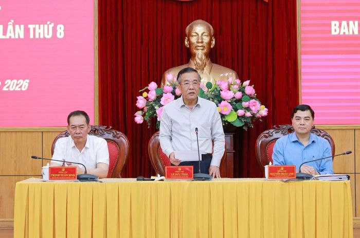 Bí thư Tỉnh ủy Lê Đức Thái phát biểu kết luận hội nghị.