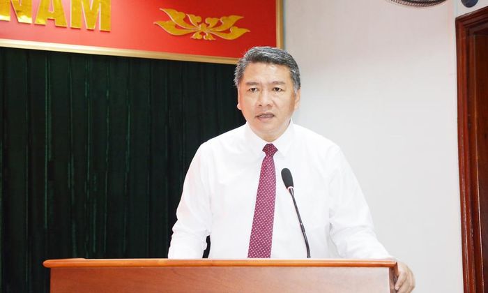  Tân Phó Trưởng Ban Tuyên giáo và Dân vận Tỉnh ủy Đỗ Đình Hữu phát biểu nhận nhiệm vụ. 