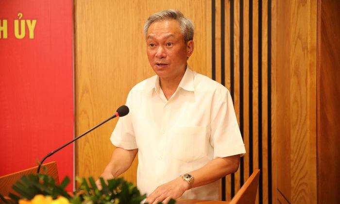 Đồng chí Nguyễn Thanh Bình, Bí thư Đảng ủy phường Việt Yên phát biểu.