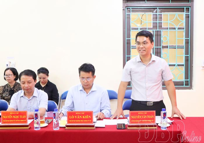 Bí thư Đảng ủy xã Thanh Yên phát biểu tại buổi làm việc.