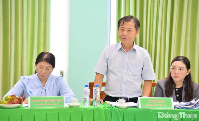 Đồng chí Lê Giang, Phó Giám đốc Sở Tài chính tỉnh Đồng Tháp phát biểu tại buổi làm việc.