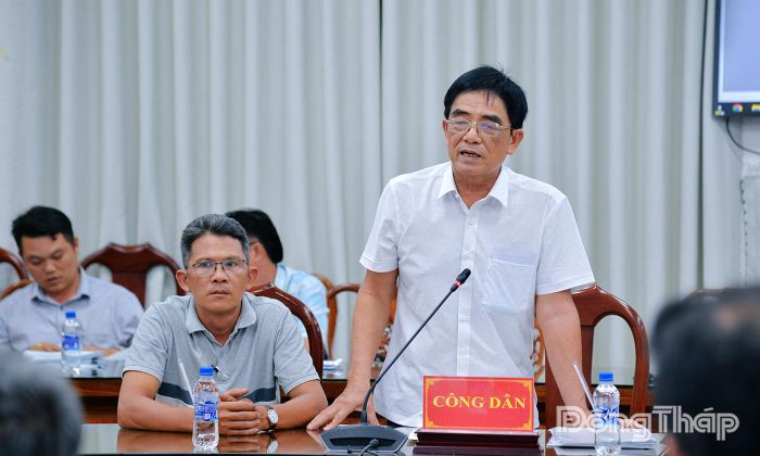 Ông Phạm Trọng Tài trình bày nội dung kiến nghị.