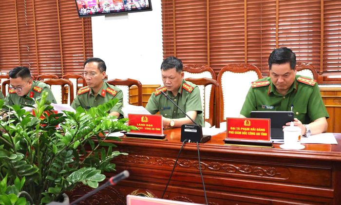 Đại biểu dự hội nghị tại điểm cầu Công an tỉnh Lai Châu.