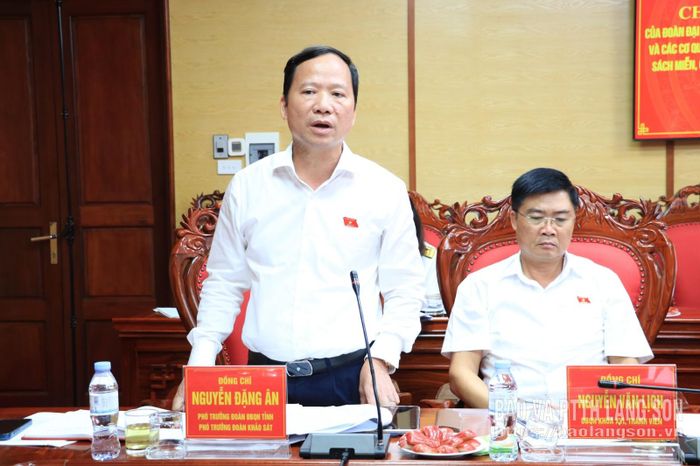 Đồng chí Phó Trưởng Đoàn chuyên trách Đoàn ĐBQH tỉnh, Phó trưởng đoàn khảo sát phát biểu tại chương trình 
