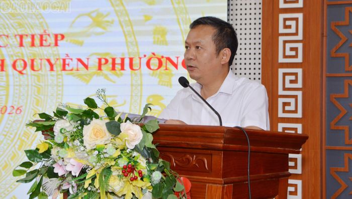 Đồng chí Nguyễn Quốc Huy - Bí thư Đảng ủy phường Lào Cai phát biểu kết luận hội nghị.