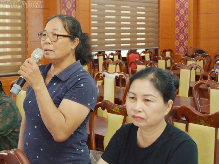 Người dân phát biểu ý kiến tại hội nghị.