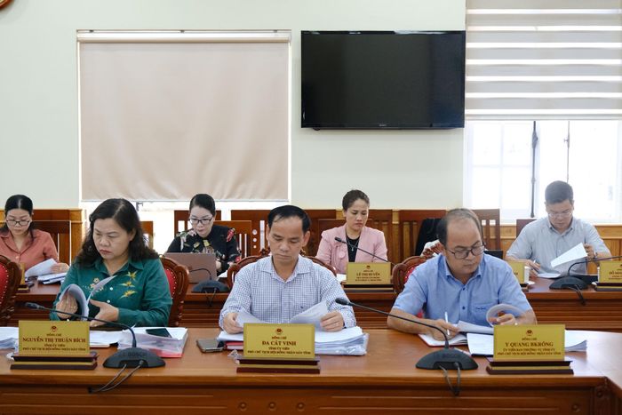 Các đồng chí: Y Quang BKrông, Ủy viên Ban Thường vụ Tỉnh ủy, Phó Chủ tịch HĐND tỉnh; Đa Cát Vinh, Tỉnh ủy viên, Phó Chủ tịch HĐND tỉnh; Nguyễn Thị Thuận Bích, Tỉnh ủy viên, Phó Chủ tịch HĐND tỉnh, Trưởng ban Văn hóa - Xã hội HĐND tỉnh tham dự buổi làm việc