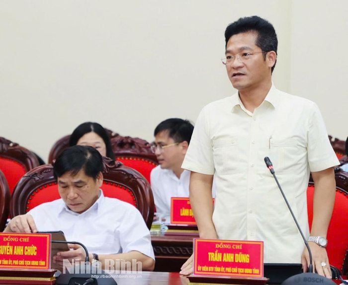 Đồng chí Trần Anh Dũng, Ủy viên Ban Thường vụ Tỉnh ủy, Phó Chủ tịch UBND tỉnh phát biểu tại hội nghị.
