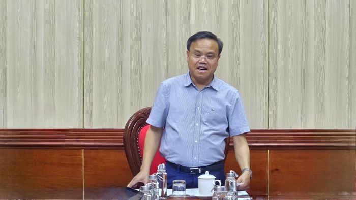 Đồng chí Lê Đức Tiến, Phó Chủ tịch UBND tỉnh phát biểu kết luận tại buổi làm việc - Ảnh: Phan Khiêm