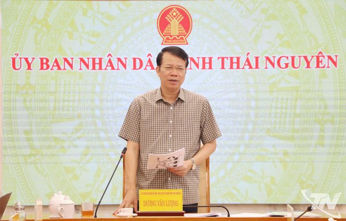 Đồng chí Phó Chủ tịch UBND tỉnh Dương Văn Lượng phát biểu chỉ đạo tại cuộc họp.
