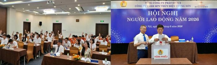 Biểu quyết thông qua Nghị quyết Hội nghị Người lao động năm 2026 và Bầu Ban Thanh tra nhân dân Công ty TNHH MTV Thủy điện Trung Sơn nhiệm kỳ 2026 - 2028.