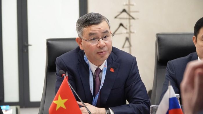 Bộ trưởng Bộ Tài chính Việt Nam Ngô Văn Tuấn tại buổi hội đàm. Ảnh: Đức Tiến