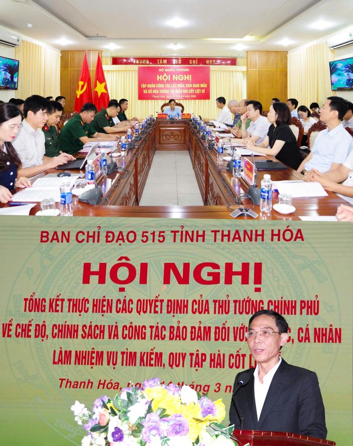 Phó Chủ tịch UBND tỉnh Thanh Hóa, Trưởng BCĐ Ban chỉ đạo về tìm kiếm, quy tập và xác định danh tính hài cốt liệt sĩ tỉnh Thanh Hóa Đầu Thanh Tùng chủ trì hội nghị tập huấn công tác lấy mẫu, bàn giao mẫu và số hóa thông tin mẫu hài cốt liệt sĩ