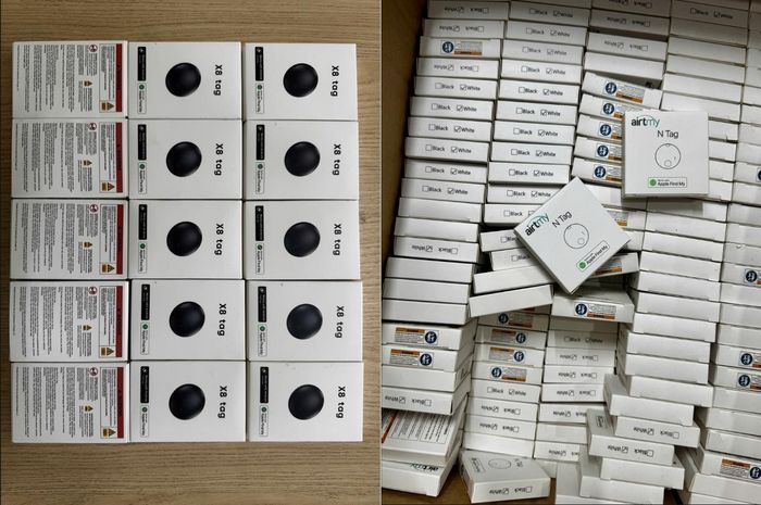 Thiết bị định vị có dấu hiệu giả mạo nhãn hiệu Apple bị lực lượng chức năng phát hiện, tạm giữ. Ảnh QLTT