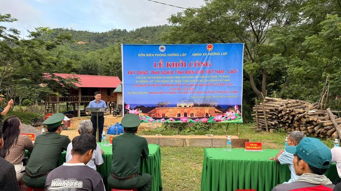 Toàn cảnh lễ khởi công “Nghĩa tình biên giới Việt Nam - Lào” sáng ngày 18/6 tại tỉnh Quảng Trị