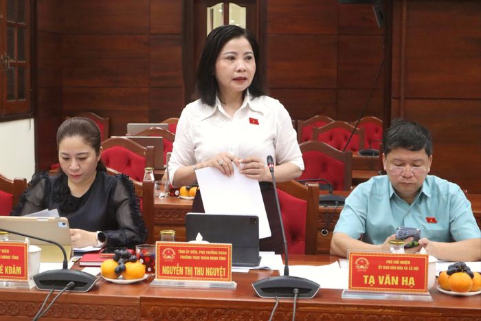 Phó Trưởng đoàn chuyên trách Đoàn ĐBQH tỉnh Đắk Lắk Nguyễn Thị Thu Nguyệt phát biểu