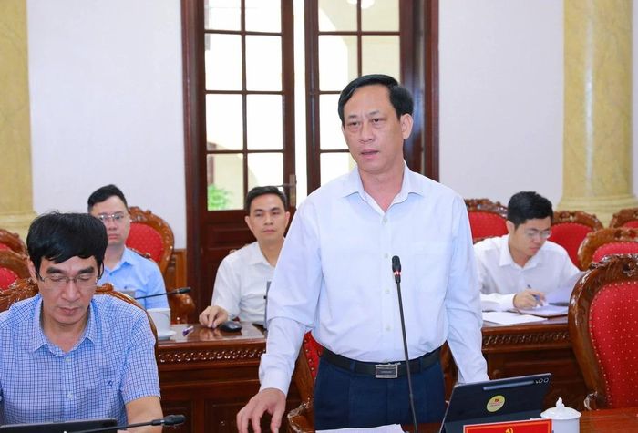 Bí thư Đảng ủy xã Sao Vàng Mai Văn Hải phát biểu tại hội nghị. Ảnh: Minh Hiếu