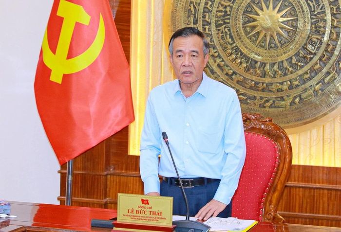 Bí thư Tỉnh ủy, Trưởng Đoàn ĐBQH tỉnh Thanh Hóa Lê Đức Thái phát biểu chỉ đạo tại hội nghị. Ảnh: Minh Hiếu