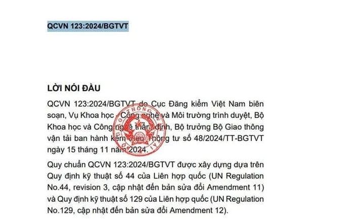 Trích: “Quy chuẩn kỹ thuật quốc gia về hệ thống thiết bị an toàn cho trẻ em trên xe ôtô”
