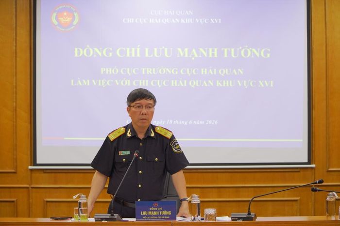 Phó Cục trưởng Cục Hải quan Lưu Mạnh Tưởng phát biểu kết luận tại buổi làm việc.