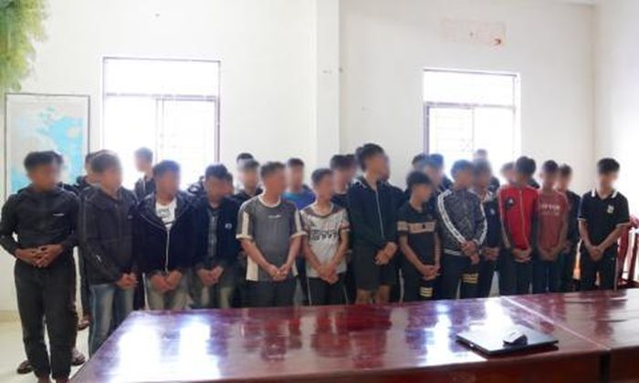 Các đối tượng tại cơ quan Công an (ảnh: Công an tỉnh Gia Lai).