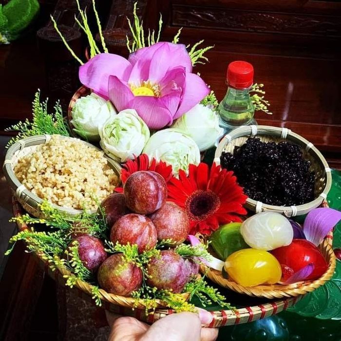 Mâm cúng xinh đẹp, chỉn chu. Ảnh minh họa.