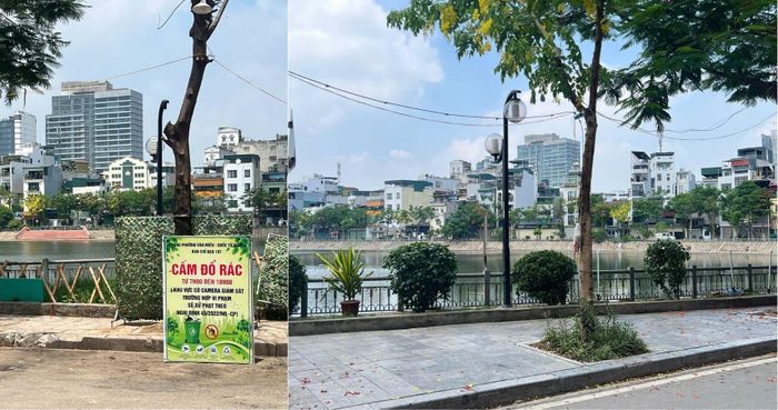Phường Văn Miếu - Quốc Tử Giám tăng cường tuyên truyền, giám sát việc giữ gìn vệ sinh môi trường tại khu vực hồ Linh Quang thông qua hệ thống camera. Ảnh: An Quyên