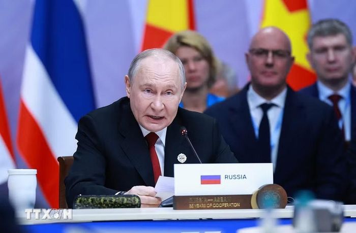 Tổng thống Liên bang Nga Vladimir Putin phát biểu chào mừng. Ảnh: TTXVN