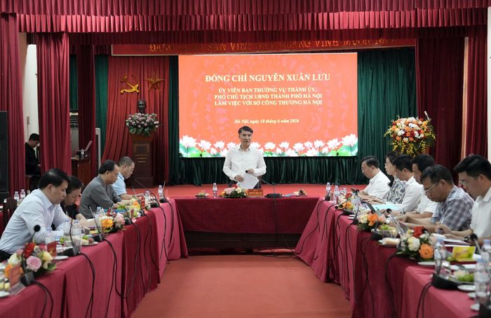 Ủy viên Ban Thường vụ Thành ủy, Phó Chủ tịch UBND thành phố Hà Nội Nguyễn Xuân Lưu đã chủ trì cuộc làm việc. Ảnh: Hồng Thái