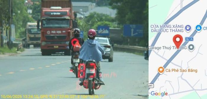 Xe mô tô chạy quá tốc độ trên Quốc lộ 1A, xã Kép.