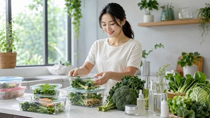 Thay hộp nhựa bằng thủy tinh, chọn mỹ phẩm thành phần minh bạch và tăng rau xanh là những bước đơn giản giúp giảm phơi nhiễm obesogens