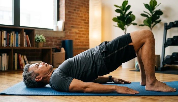 Bài tập nâng hông giúp tăng cường sức mạnh cơ mông, cơ đùi sau và các cơ hỗ trợ cột sống thắt lưng.