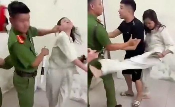 Người phụ nữ có hành vi đá, tát lực lượng công an