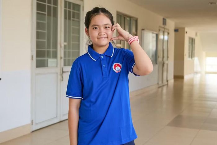 Em Nguyễn Phan Phương Anh, 11 tuổi, học sinh Trường tiểu học Lạc Long Quân.