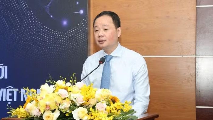 Giáo sư, Tiến sĩ Trần Hồng Thái, Chủ tịch Viện Hàn lâm Khoa học và Công nghệ Việt Nam phát biểu tại hội thảo.