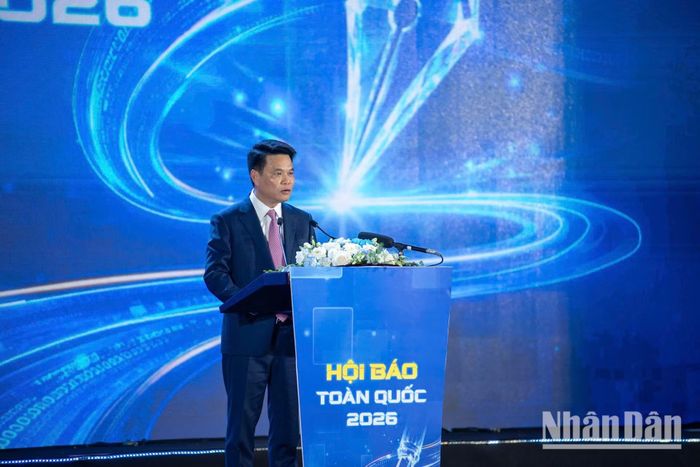 Đồng chí Lê Ngọc Châu, Ủy viên Trung ương Đảng, Bí thư Thành ủy Hải Phòng phát biểu tại sự kiện. (Ảnh: MINH DUY)