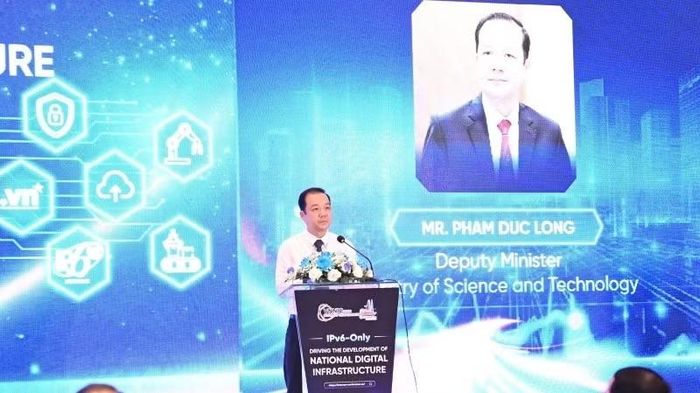 Ông Phạm Đức Long, Thứ trưởng Khoa học và Công nghệ phát biểu tại sự kiện.