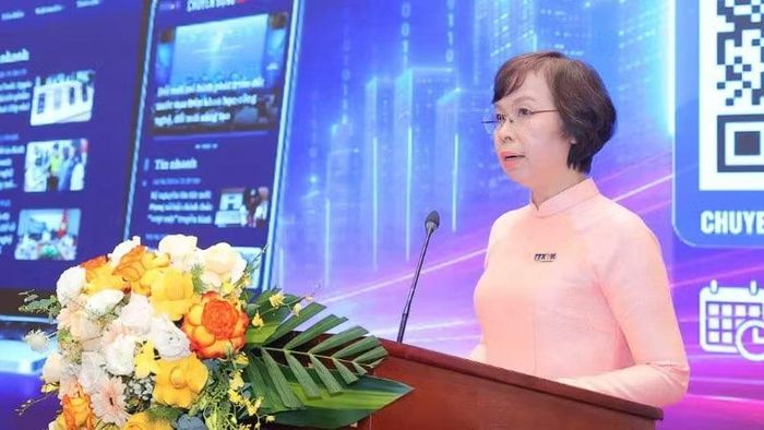Tổng Giám đốc Thông tấn xã Việt Nam Vũ Việt Trang phát biểu ra mắt chuyên trang thông tin "Chuyển động số" của Thông tấn xã Việt Nam.
