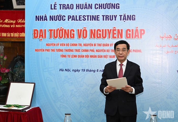 Đại tướng Phan Văn Giang phát biểu tại buổi lễ. 